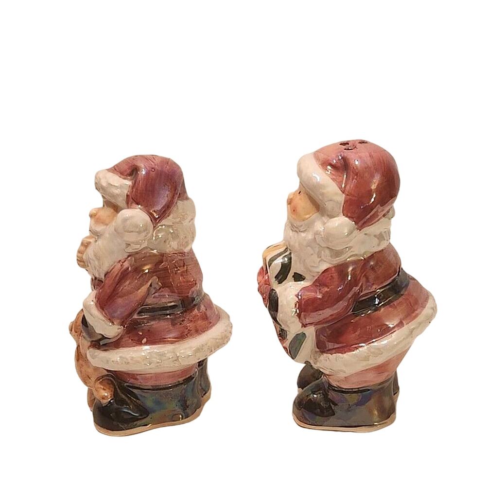 Santa Claus With Gifts Vintage Lusterware Salt And Pepper Shakers - Picture 2 of 6